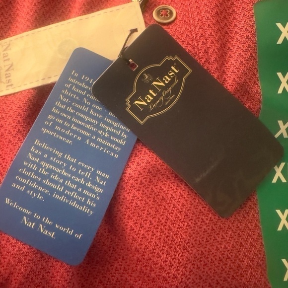 Men’s new size XL Nat Nast three button polo red maroon shirt short sleeve - Picture 5 of 6